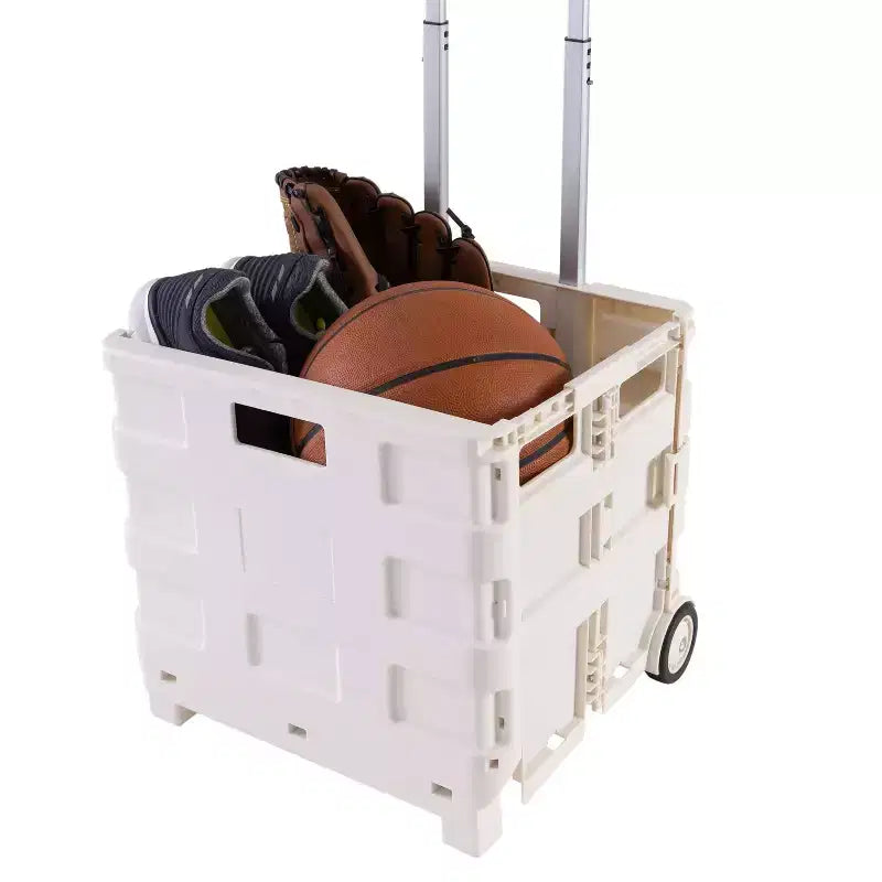 Chariot de courses pliable portable Chariot utilitaire pliable blanc avec roues