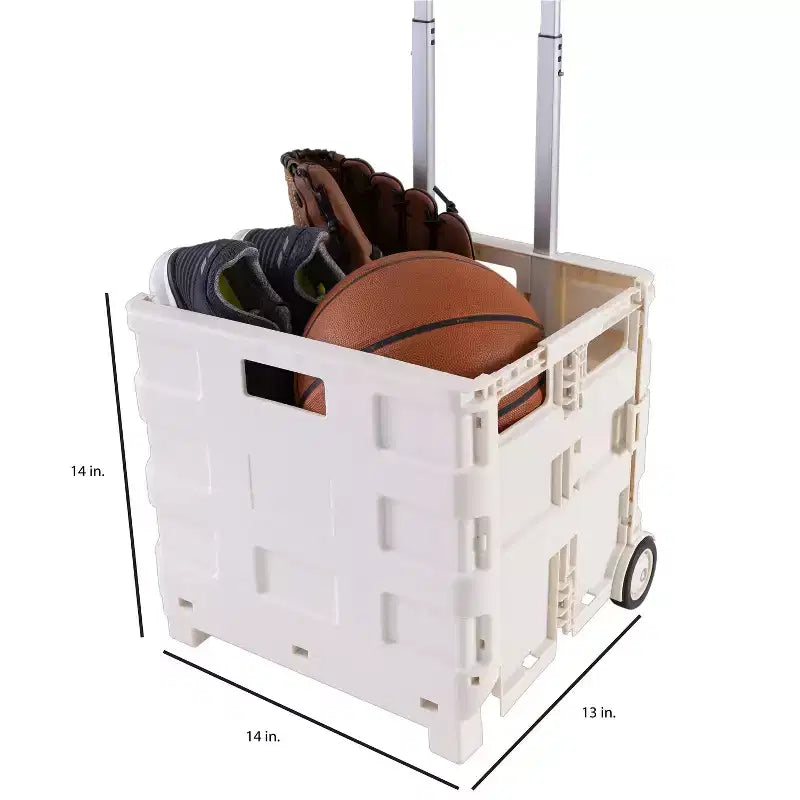 Chariot de courses pliable portable Chariot utilitaire pliable blanc avec roues
