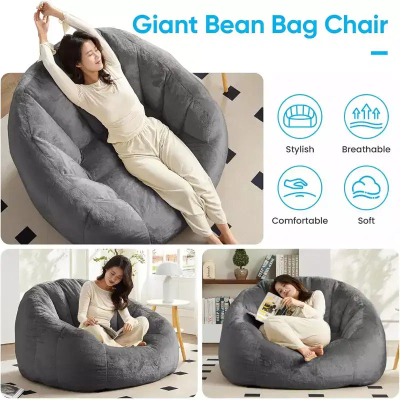 Fauteuil géant poire en fausse fourrure