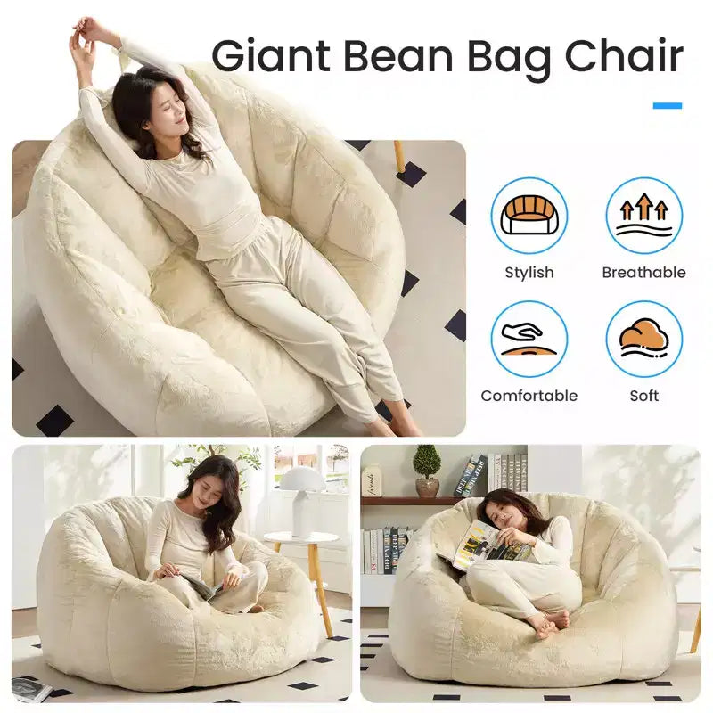 Fauteuil géant poire en fausse fourrure