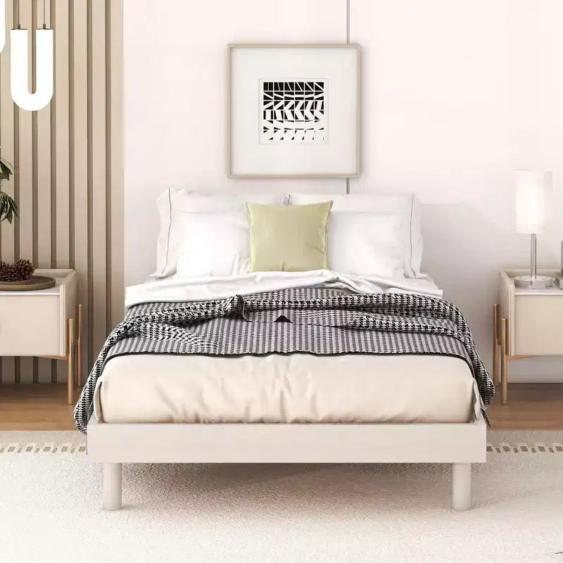 Cadre de lit contemporain : grand lit, gris, design plateforme flottante