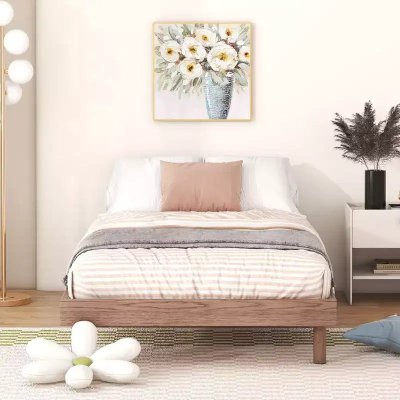 Cadre de lit contemporain : grand lit, gris, design plateforme flottante
