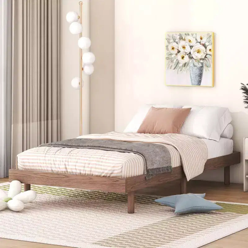 Cadre de lit contemporain : grand lit, gris, design plateforme flottante