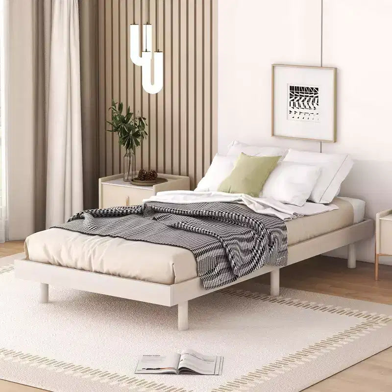 Cadre de lit contemporain : grand lit, gris, design plateforme flottante