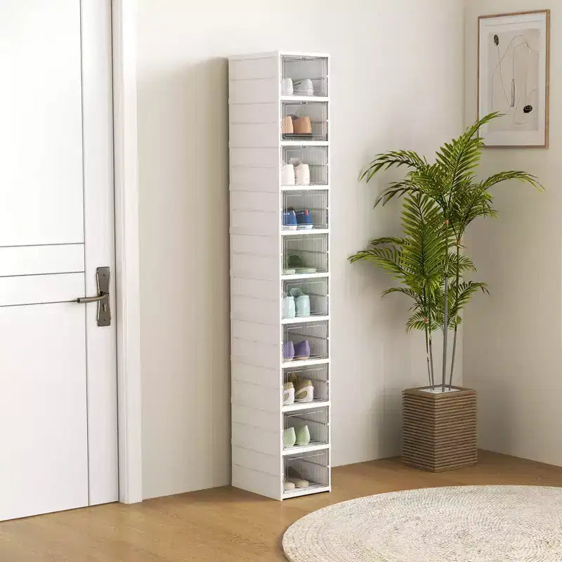 Boîtes à Chaussures en Plastique Transparent Empilables Organiseur de Chaussures avec Porte Transparente