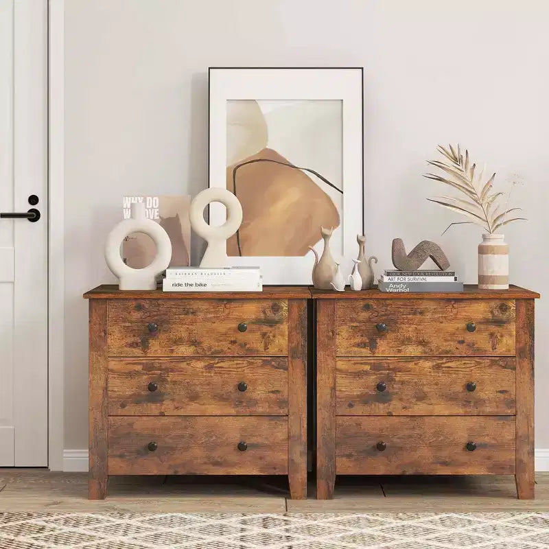 Commode à 3 tiroirs avec poignées pratiques et rails coulissants fluides