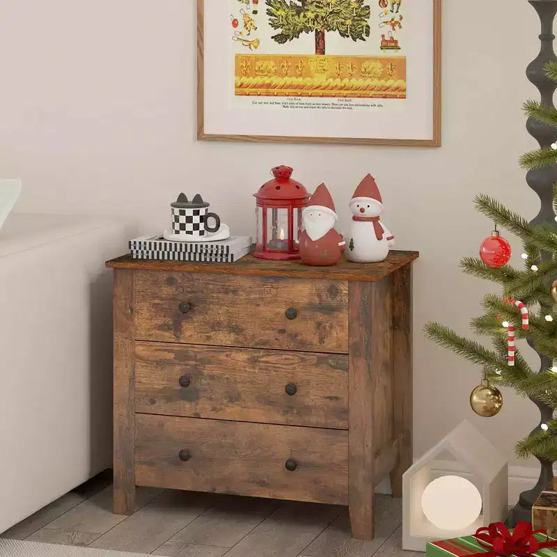 Commode à 3 tiroirs avec poignées pratiques et rails coulissants fluides
