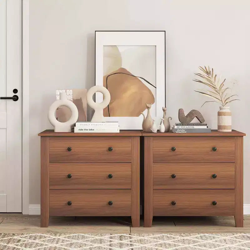Commode à 3 tiroirs avec poignées pratiques et rails coulissants fluides