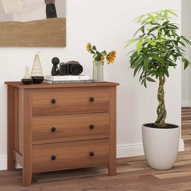 Commode à 3 tiroirs avec poignées pratiques et rails coulissants fluides