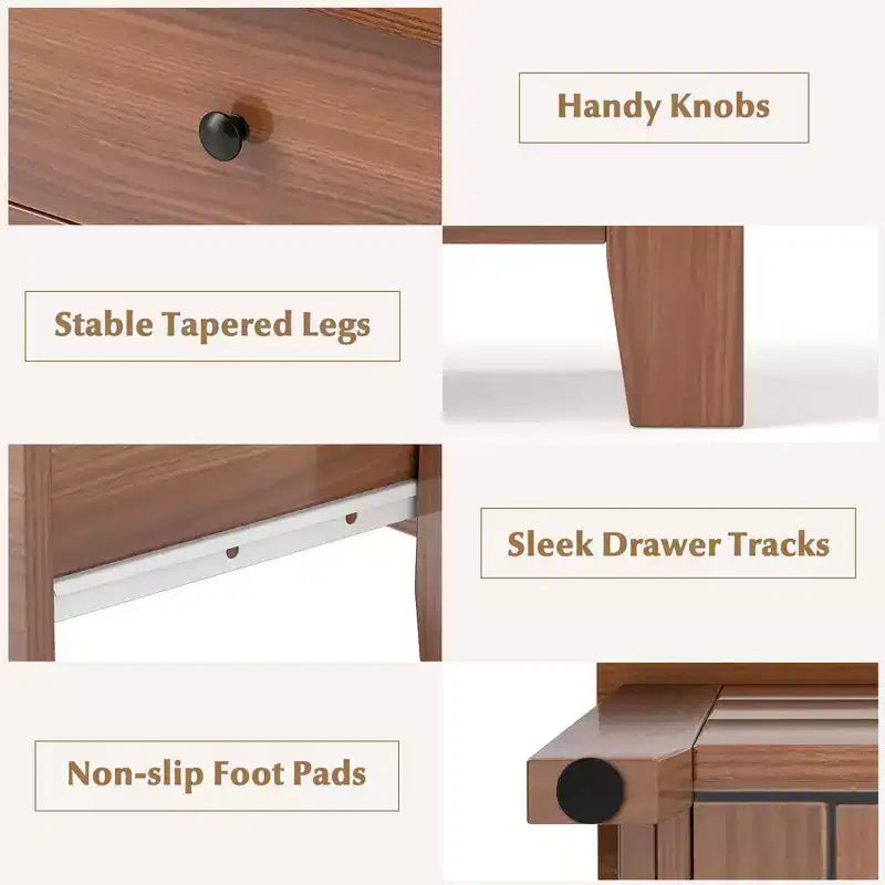 Commode à 3 tiroirs avec poignées pratiques et rails coulissants fluides