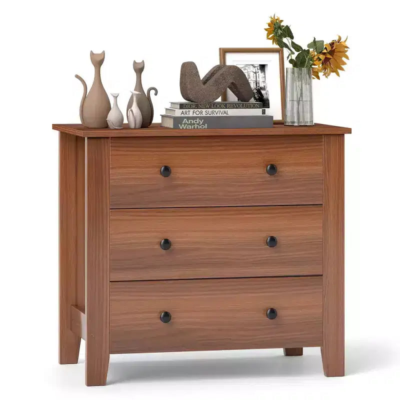 Commode à 3 tiroirs avec poignées pratiques et rails coulissants fluides