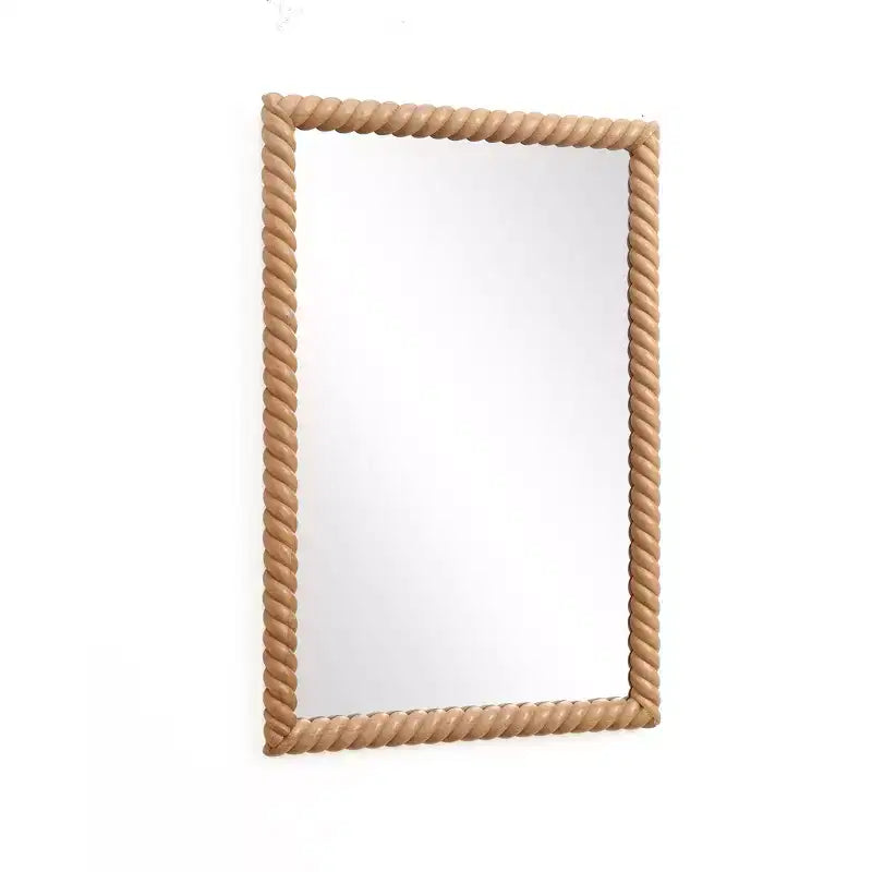 Miroir mural rectangulaire à cadre en bois de hêtre, marron, décoratif et de courtoisie
