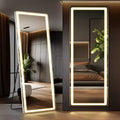 Tall LED Bathroom Mirror 71x26 Inch, Anti-Fog Wall Mirror with Bluetooth Speaker, White