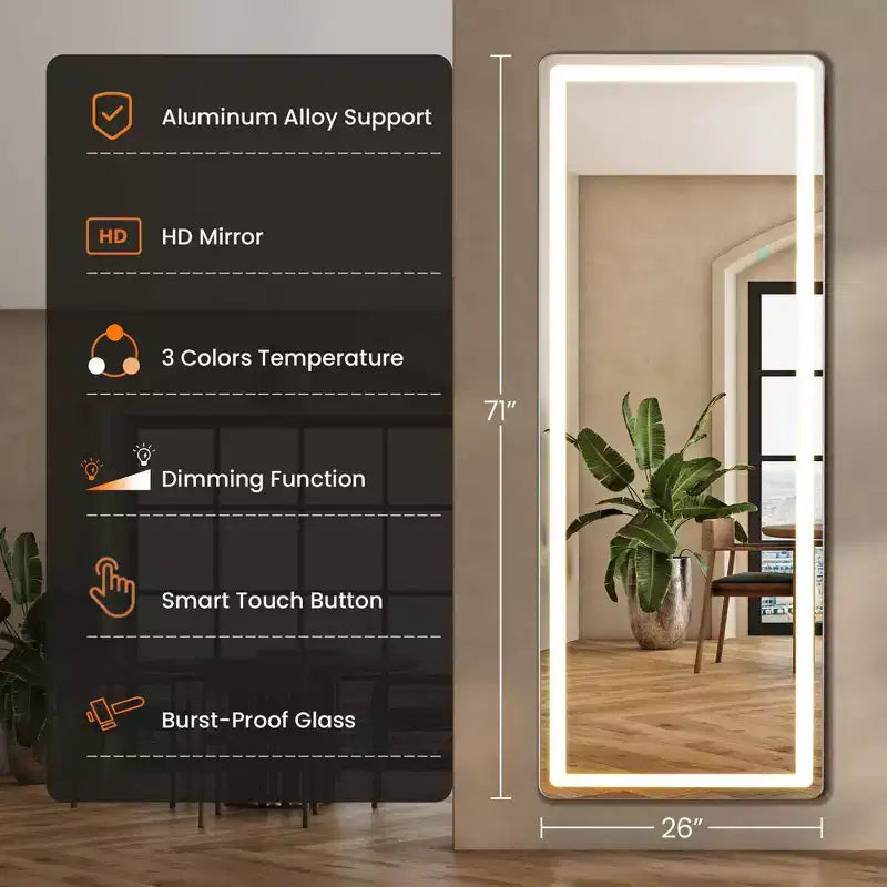 Miroir de salle de bain LED anti-buée avec haut-parleur Bluetooth, Blanc