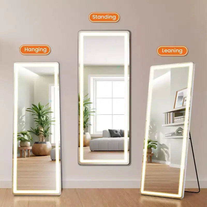 Miroir de salle de bain LED anti-buée avec haut-parleur Bluetooth, Blanc