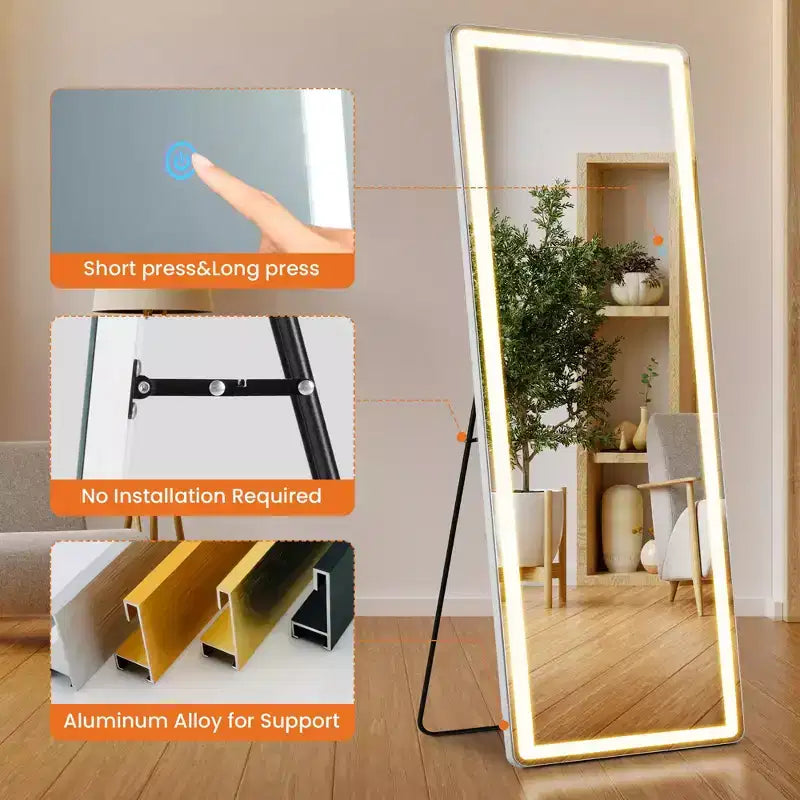 Miroir de salle de bain LED anti-buée avec haut-parleur Bluetooth, Blanc