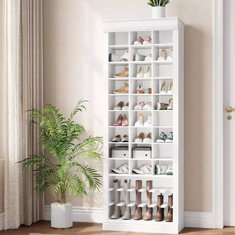 Porte-manteau avec banc, 15 casiers à chaussures et 5 patères, Meuble de rangement à chaussures pour entrée