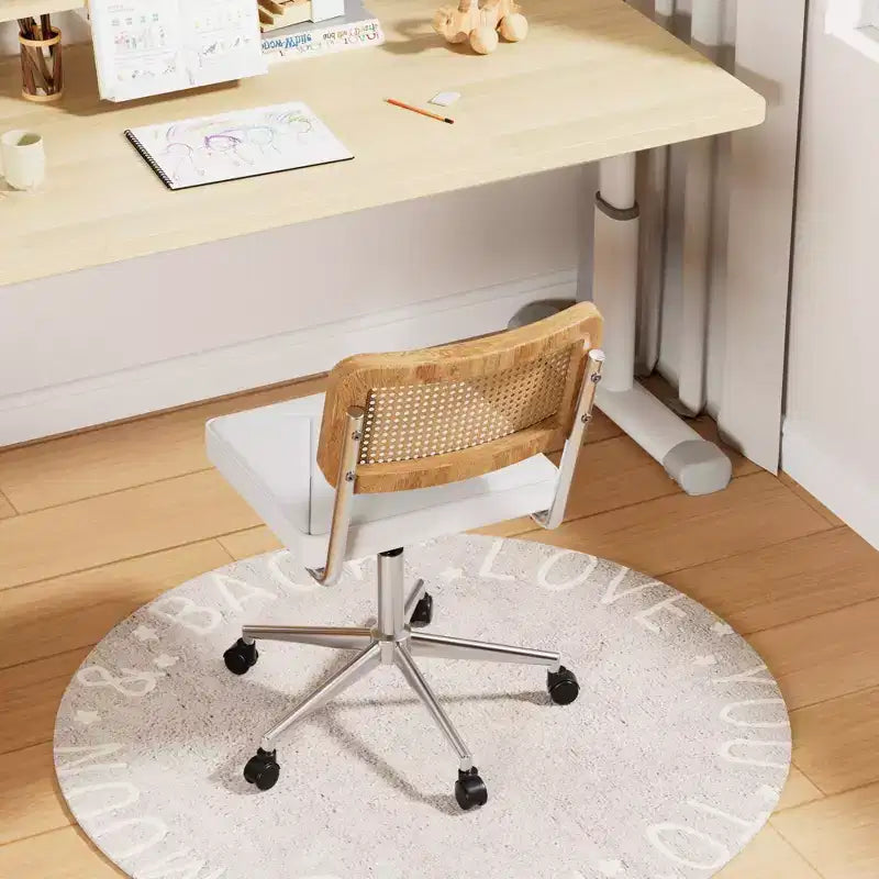 Fauteuil de bureau en cuir, chaise pivotante réglable en hauteur sans accoudoirs à roulettes pour coiffeuse