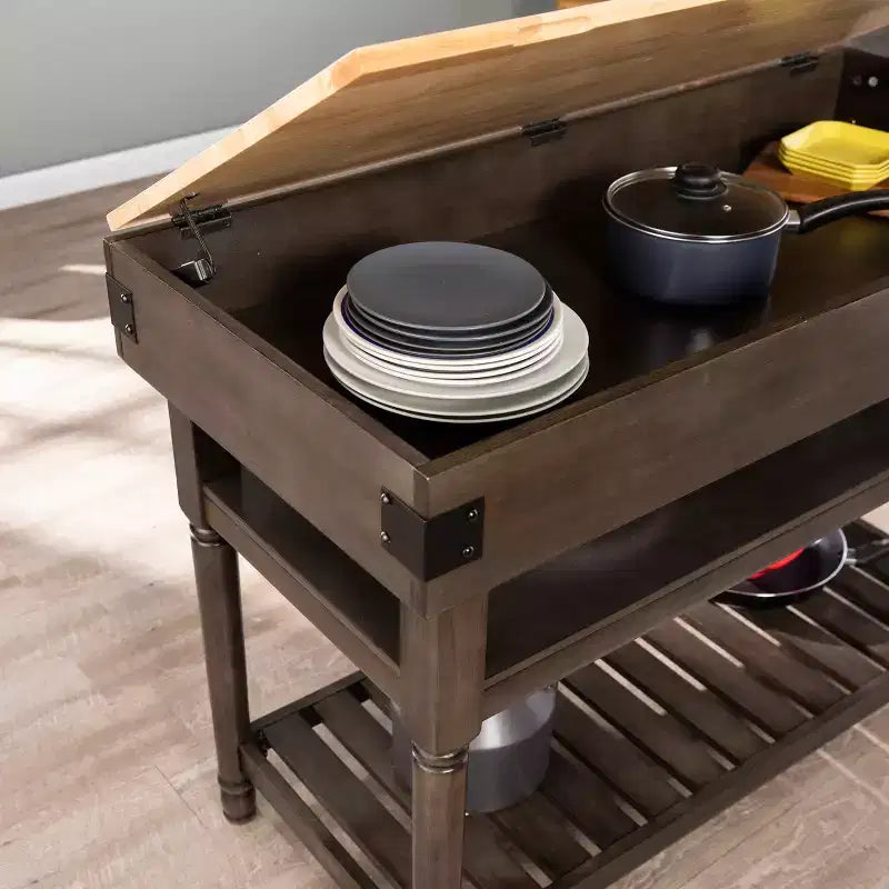 Îlot de cuisine fixe - Marron