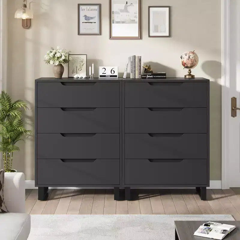 4 Commodes de Chambre à Coucher, Commodes Hautes de 106 cm, Armoire à Tiroirs Verticale Autoportante