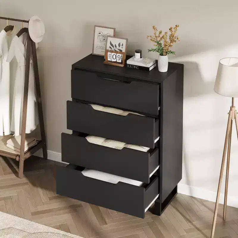 4 Commodes de Chambre à Coucher, Commodes Hautes de 106 cm, Armoire à Tiroirs Verticale Autoportante