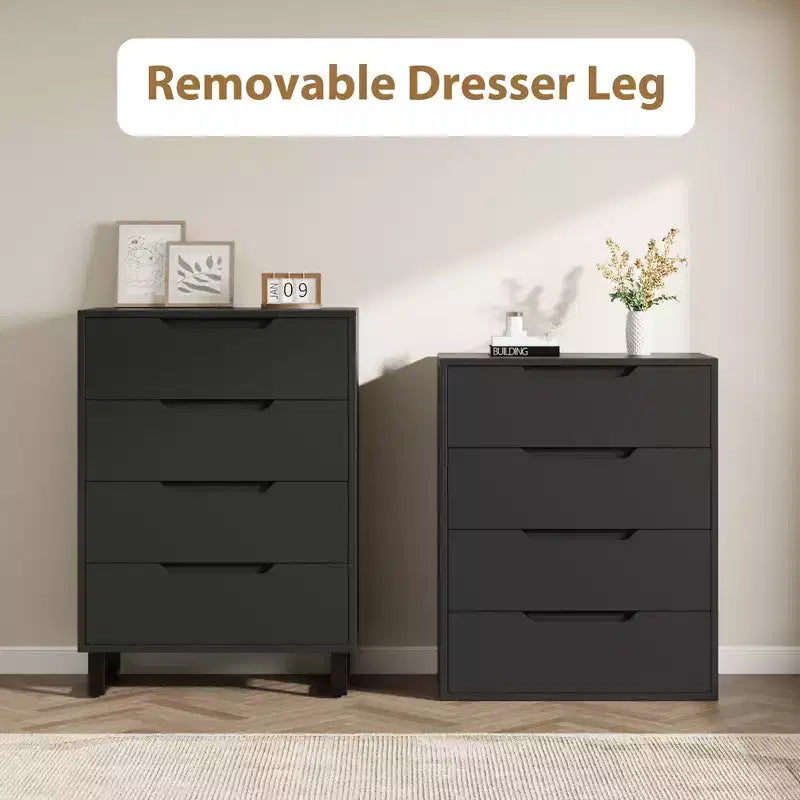 4 Commodes de Chambre à Coucher, Commodes Hautes de 106 cm, Armoire à Tiroirs Verticale Autoportante