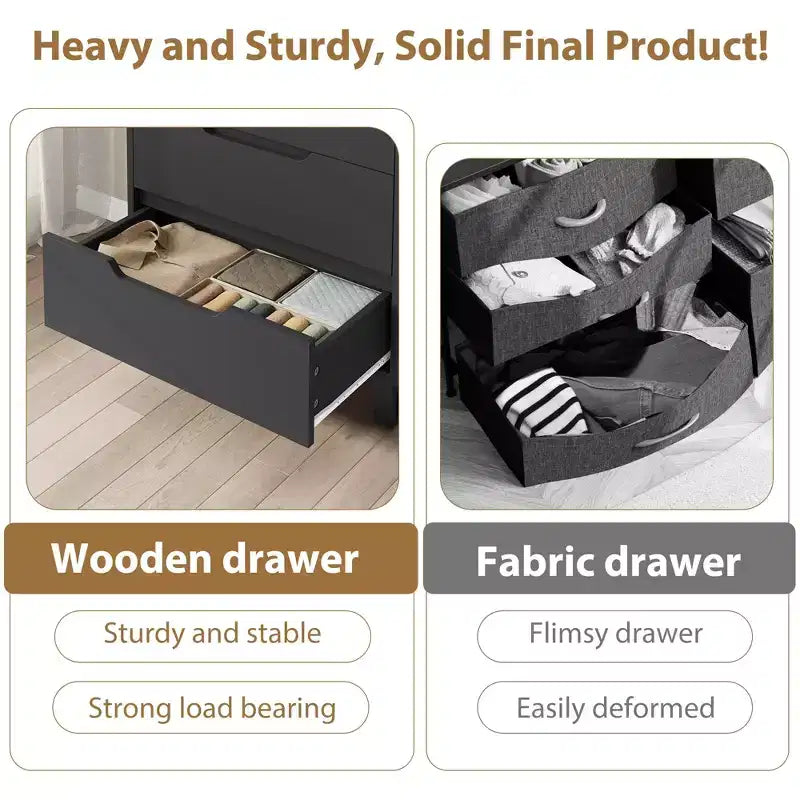 4 Commodes de Chambre à Coucher, Commodes Hautes de 106 cm, Armoire à Tiroirs Verticale Autoportante