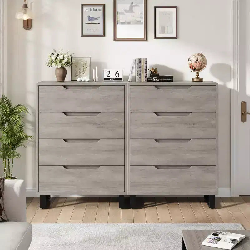 4 Commodes de Chambre à Coucher, Commodes Hautes de 106 cm, Armoire à Tiroirs Verticale Autoportante