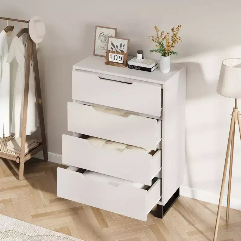 4 Commodes de Chambre à Coucher, Commodes Hautes de 106 cm, Armoire à Tiroirs Verticale Autoportante