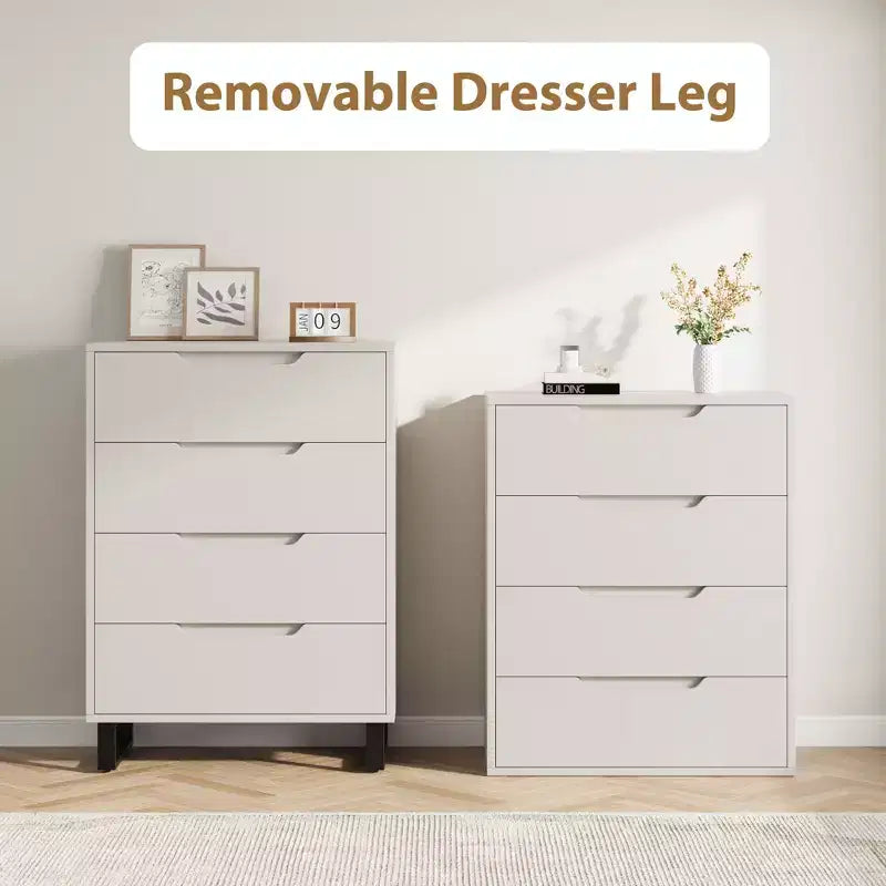 4 Commodes de Chambre à Coucher, Commodes Hautes de 106 cm, Armoire à Tiroirs Verticale Autoportante
