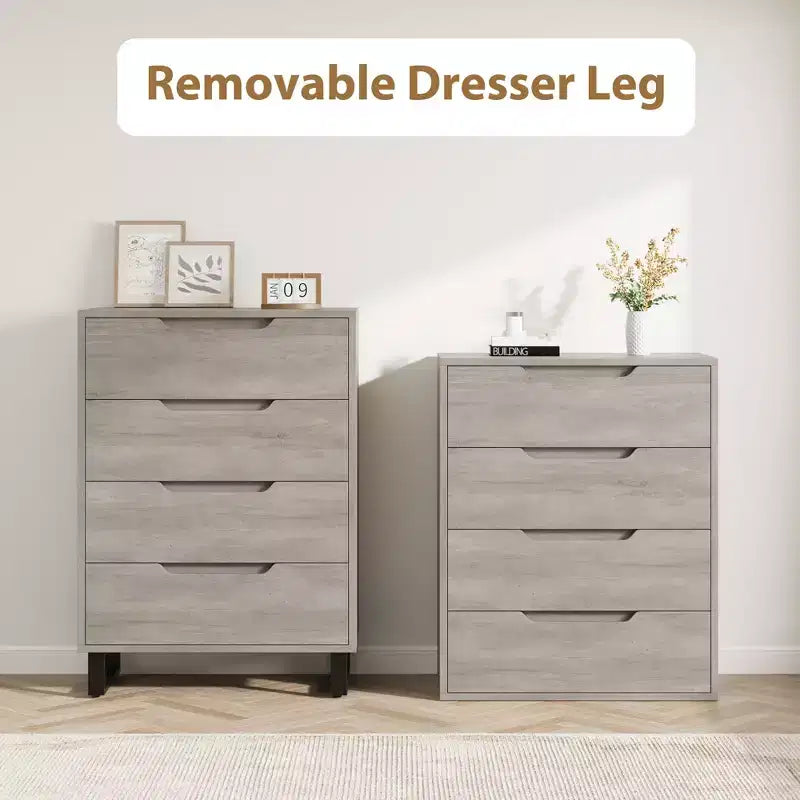 4 Commodes de Chambre à Coucher, Commodes Hautes de 106 cm, Armoire à Tiroirs Verticale Autoportante