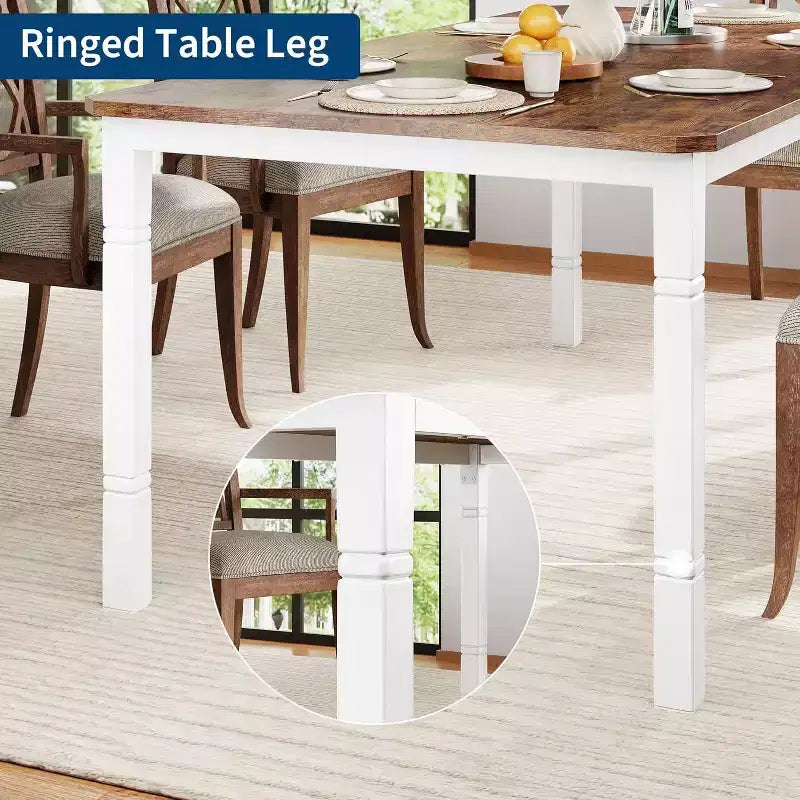Table de salle à manger rectangulaire avec plateau en bois et pieds en métal, idéale comme table de cuisine