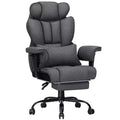 Hoffree Big & Tall Executive Linen Ergonomic Office Chair 450Lbs with 2-Point Massage Lumbar Support & Footrest Gray
