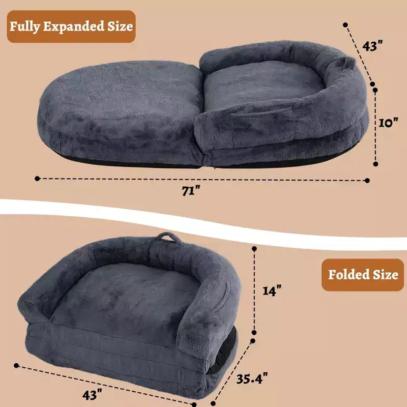 Lit pliable pour humains, lit géant pour personnes et animaux de compagnie, lavable et déhoussable