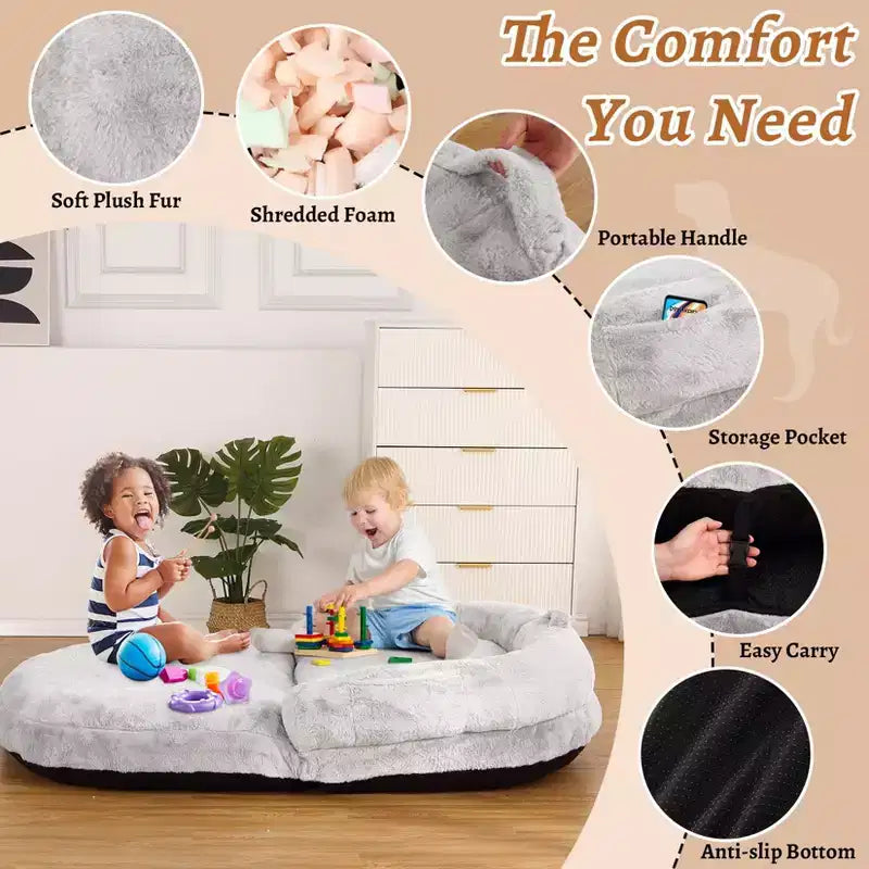 Lit pliable pour humains, lit géant pour personnes et animaux de compagnie, lavable et déhoussable