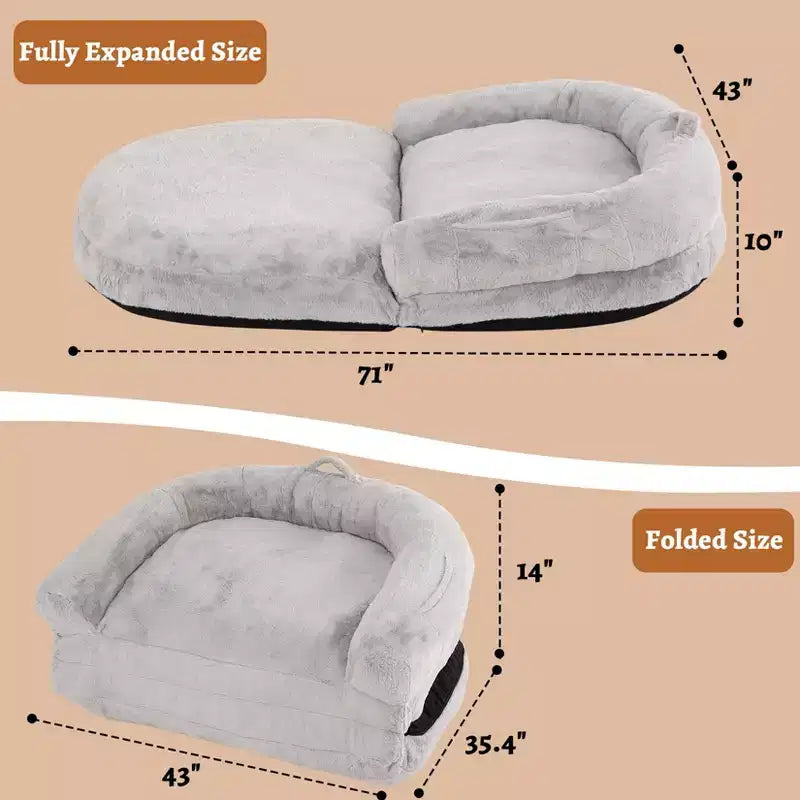 Lit pliable pour humains, lit géant pour personnes et animaux de compagnie, lavable et déhoussable