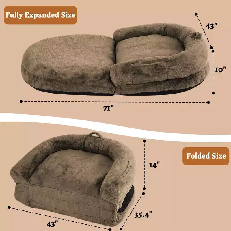 Lit pliable pour humains, lit géant pour personnes et animaux de compagnie, lavable et déhoussable
