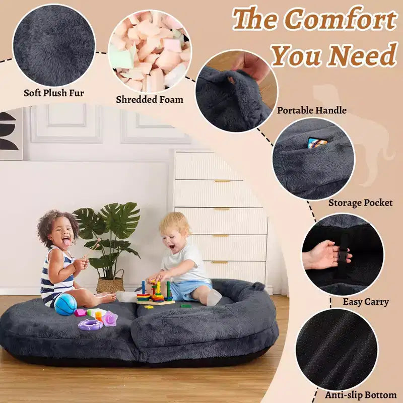 Lit pliable pour humains, lit géant pour personnes et animaux de compagnie, lavable et déhoussable