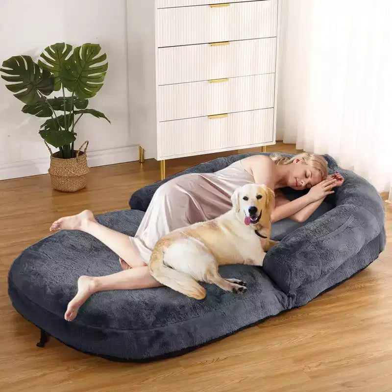 Lit pliable pour humains, lit géant pour personnes et animaux de compagnie, lavable et déhoussable