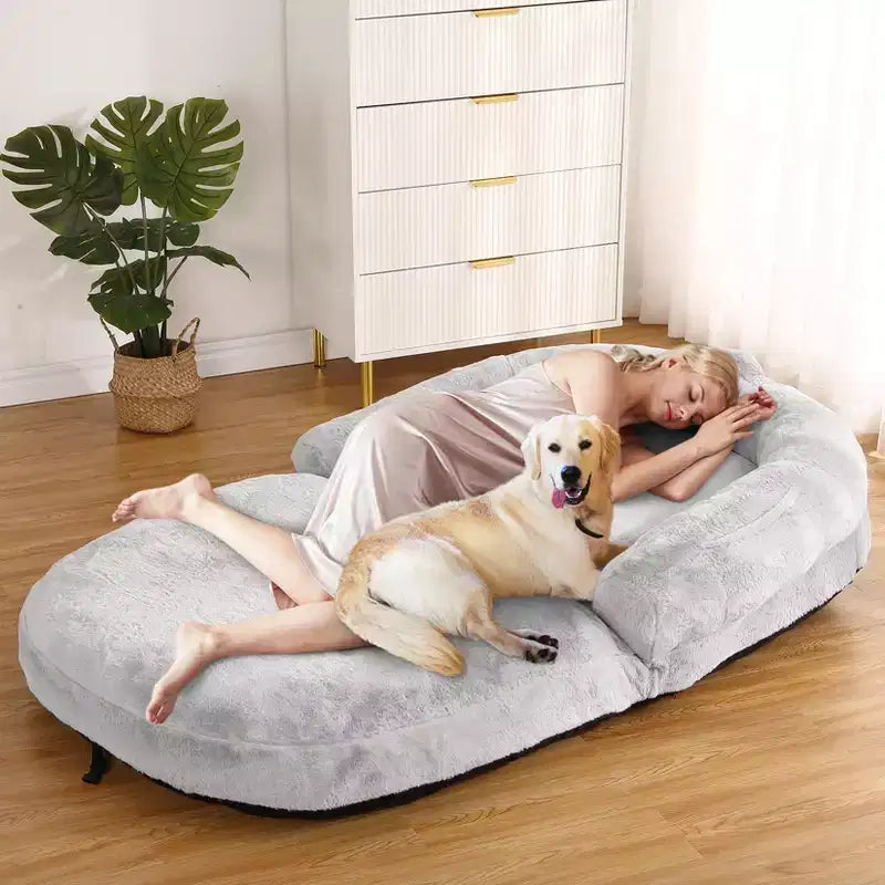 Lit pliable pour humains, lit géant pour personnes et animaux de compagnie, lavable et déhoussable