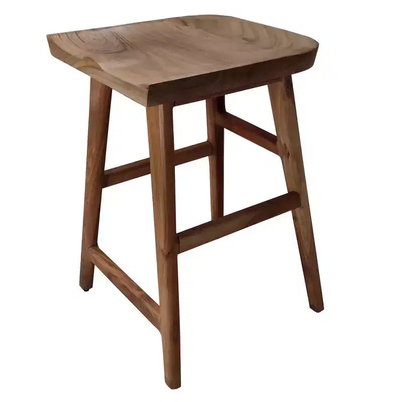 Tabouret de comptoir en bois d'acacia fait main sans dossier