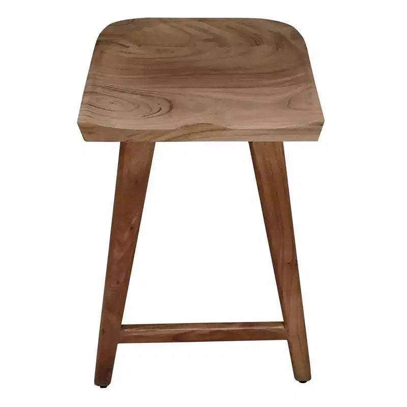 Tabouret de comptoir en bois d'acacia fait main sans dossier