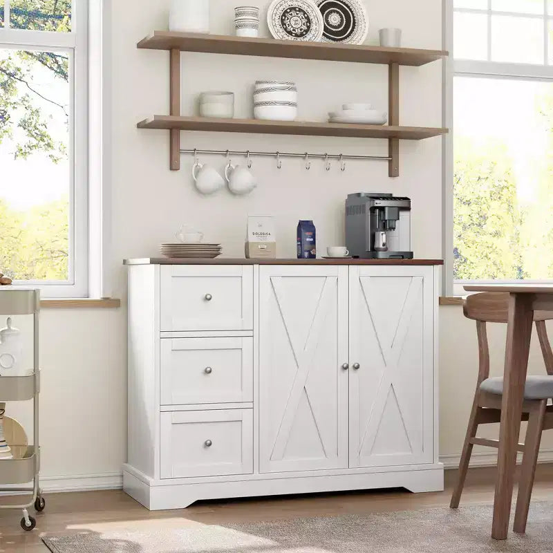 Buffet de rangement, Buffet à portes, Meuble bar à café en bois