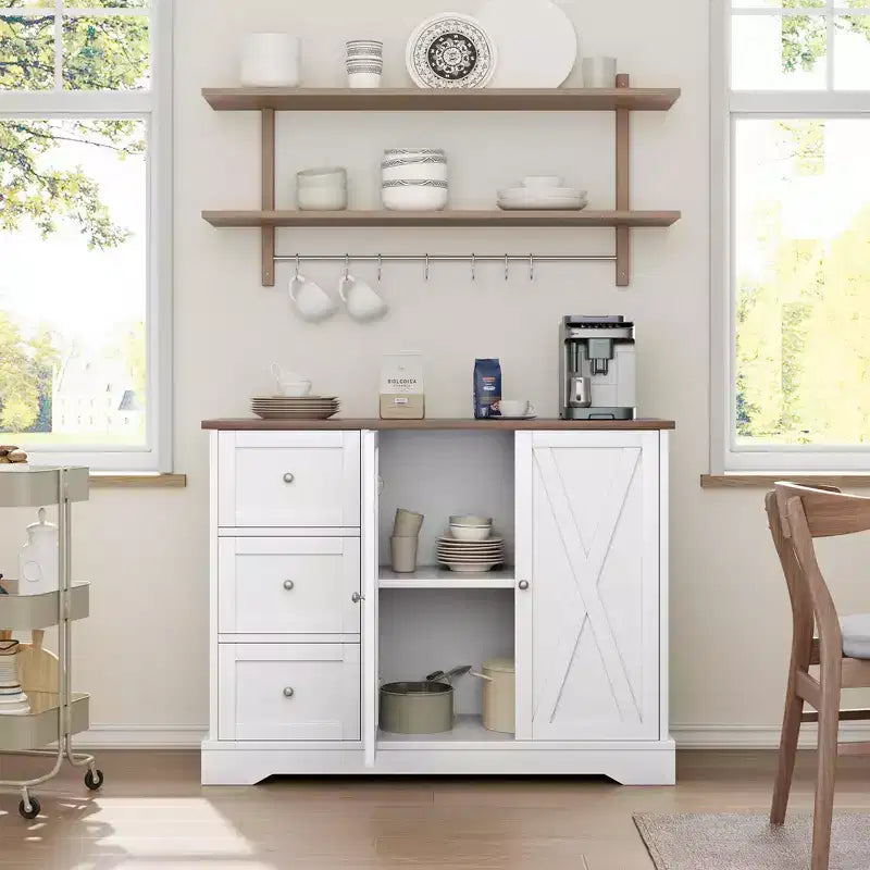 Buffet de rangement, Buffet à portes, Meuble bar à café en bois
