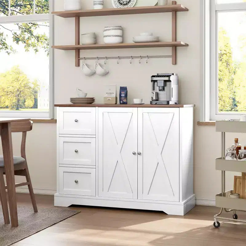 Buffet de rangement, Buffet à portes, Meuble bar à café en bois