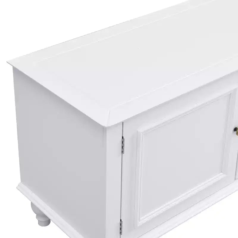 Meuble TV Moderne avec Compartiment Ouvert, 2 Tiroirs, 2 Portes et 5 Pieds Solides