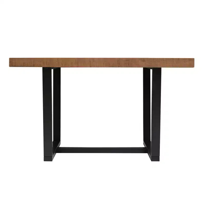Table de salle à manger moderne en bois massif vieilli et métal, style industriel-fermier