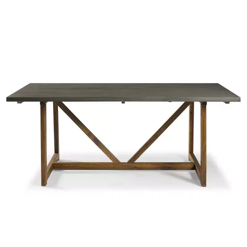 Table de salle à manger moderne en bois massif vieilli et métal, style industriel-fermier