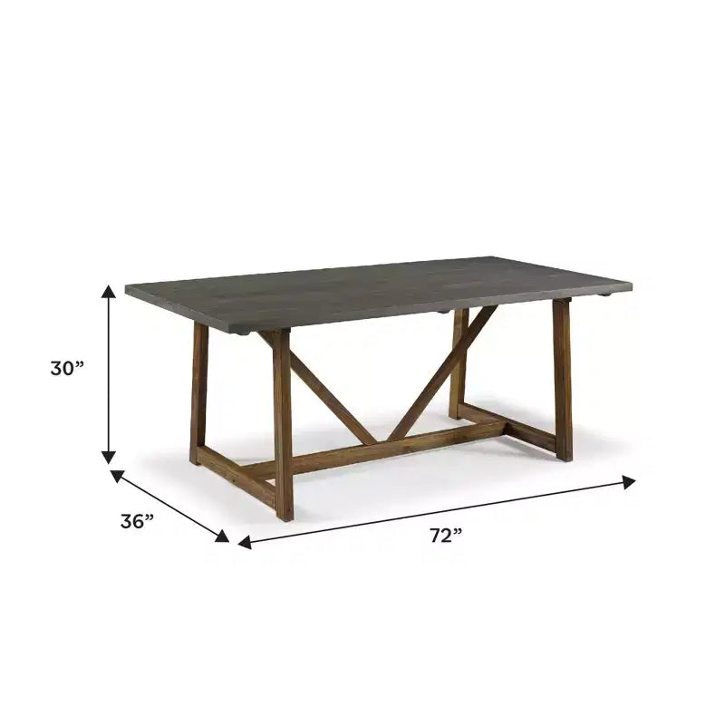 Table de salle à manger moderne en bois massif vieilli et métal, style industriel-fermier