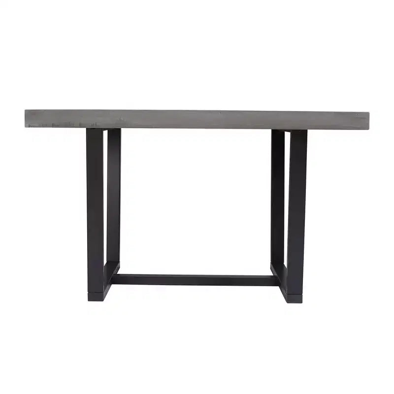 Table de salle à manger moderne en bois massif vieilli et métal, style industriel-fermier